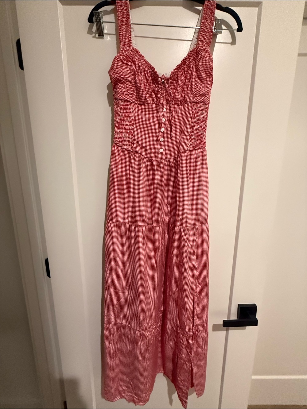 Hollister Red Gingham Maxi Dress with Button Front - Picture 2 of 7